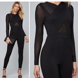 Bebe Mesh & Ponte Jumpsuit